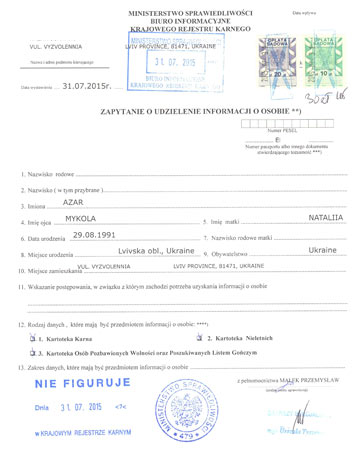 Certificato penale Polonia
